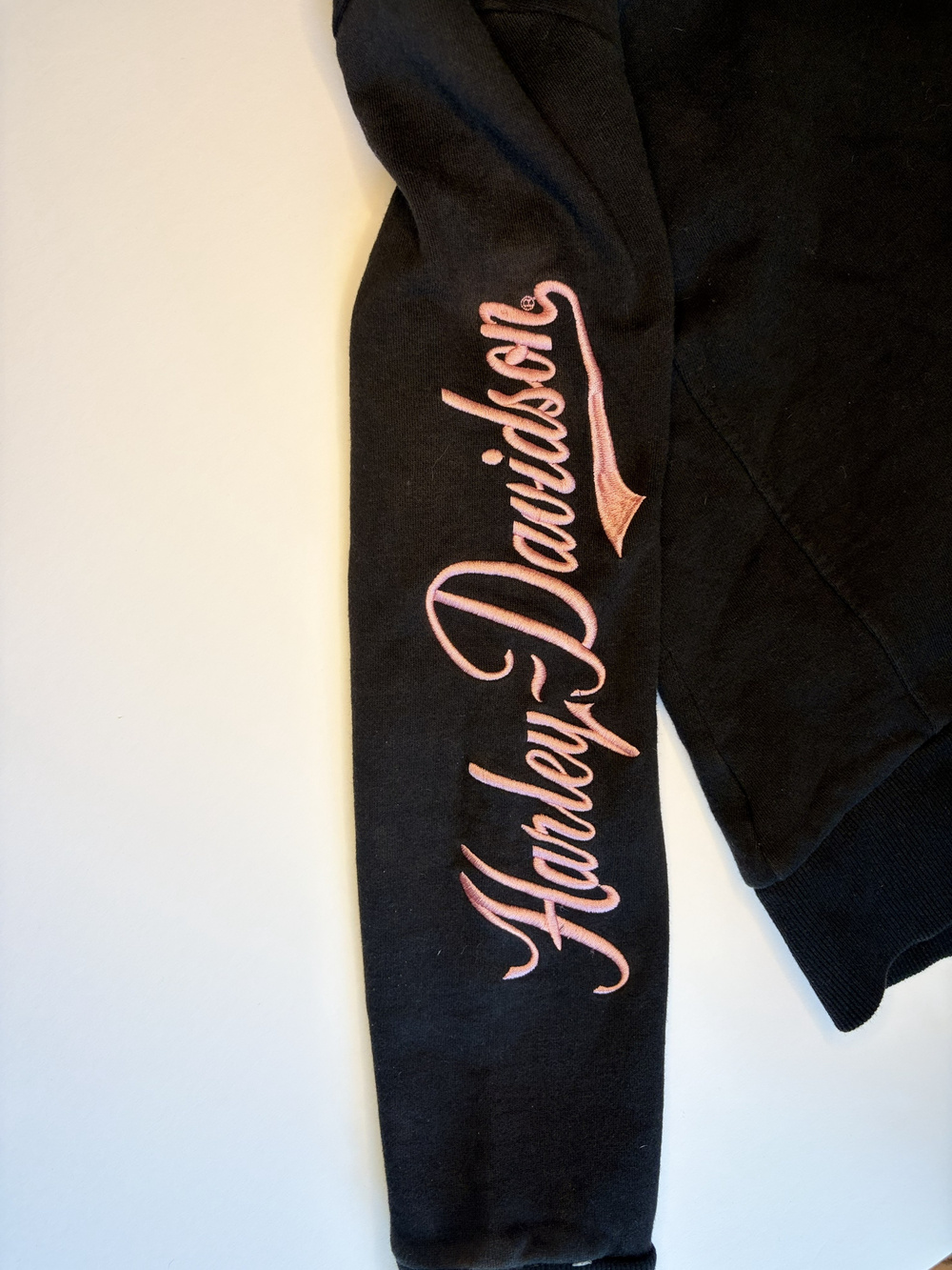 Harley Davidson Zip Up Jacket Black Pink Embroidered Womens Size Small - Picture 4 of 8